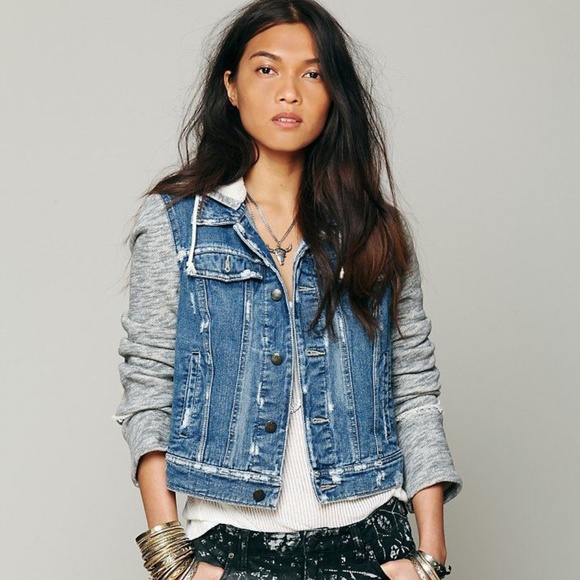 Free people hooded denim jacket